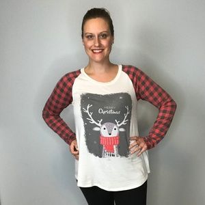 Buffalo Plaid Reindeer Christmas Top
